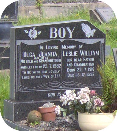 BOY Leslie William 1918-1995 &amp; Olga Juanita -1982