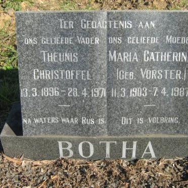BOTHA Theunis Christoffel 1896-1971 &amp; Maria Catherina VORSTER 1903-1987