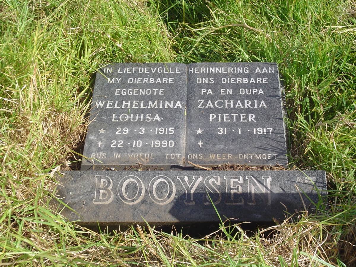 BOOYSEN Zacharia Pieter 1917- &amp; Welhelmina Louisa 1915-1990