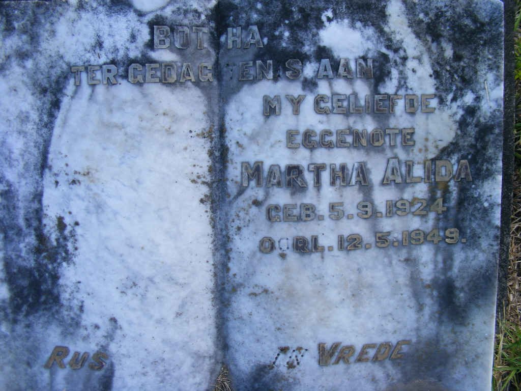 BOTHA Martha Alida 1924-1949
