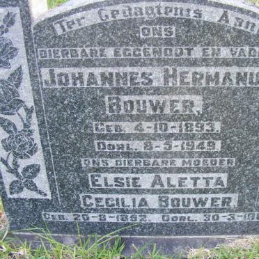 BOUWER Johannes Hermanus 1893-1949 &amp; Elsie Aletta Cecilia 1892-1969