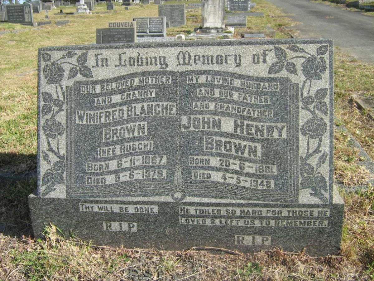 BROWN John Henry 1881-1948 &amp; Winifred Blanche RUSCH 1887-1979