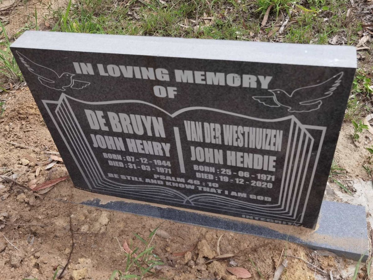 BRUYN John Henry, de 1944-1971 :: WESTHUIZEN John Hendie, van der 1971-2020