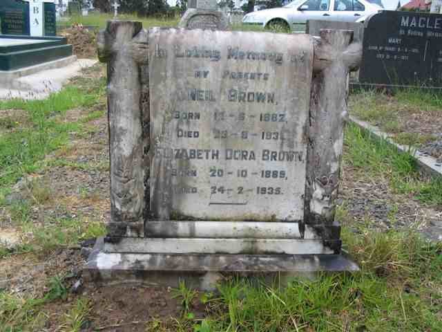 BROWN Neil 1882-1931 &amp; Elizabeth Dora 1889-1935