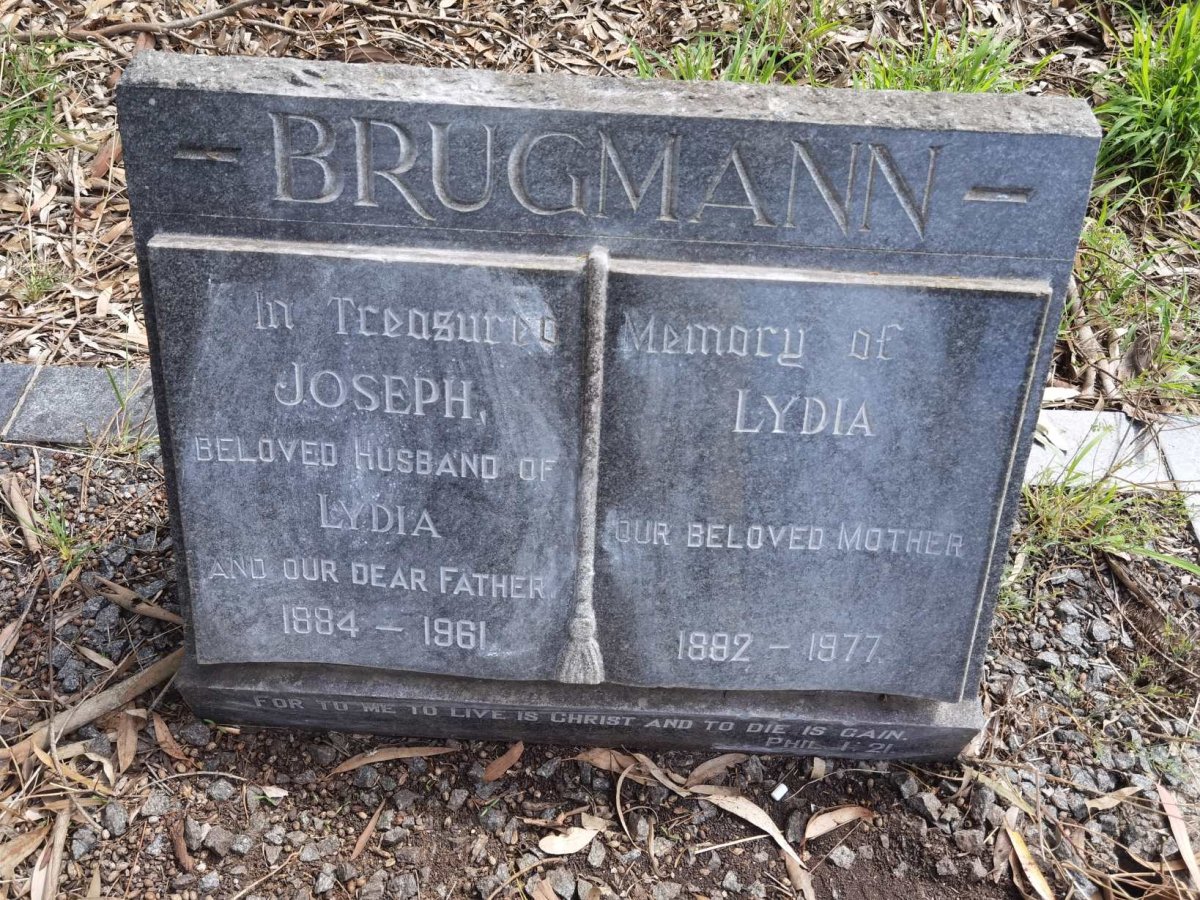 BRUGMANN Joseph 1884-1961 & Lydia 1882-1977