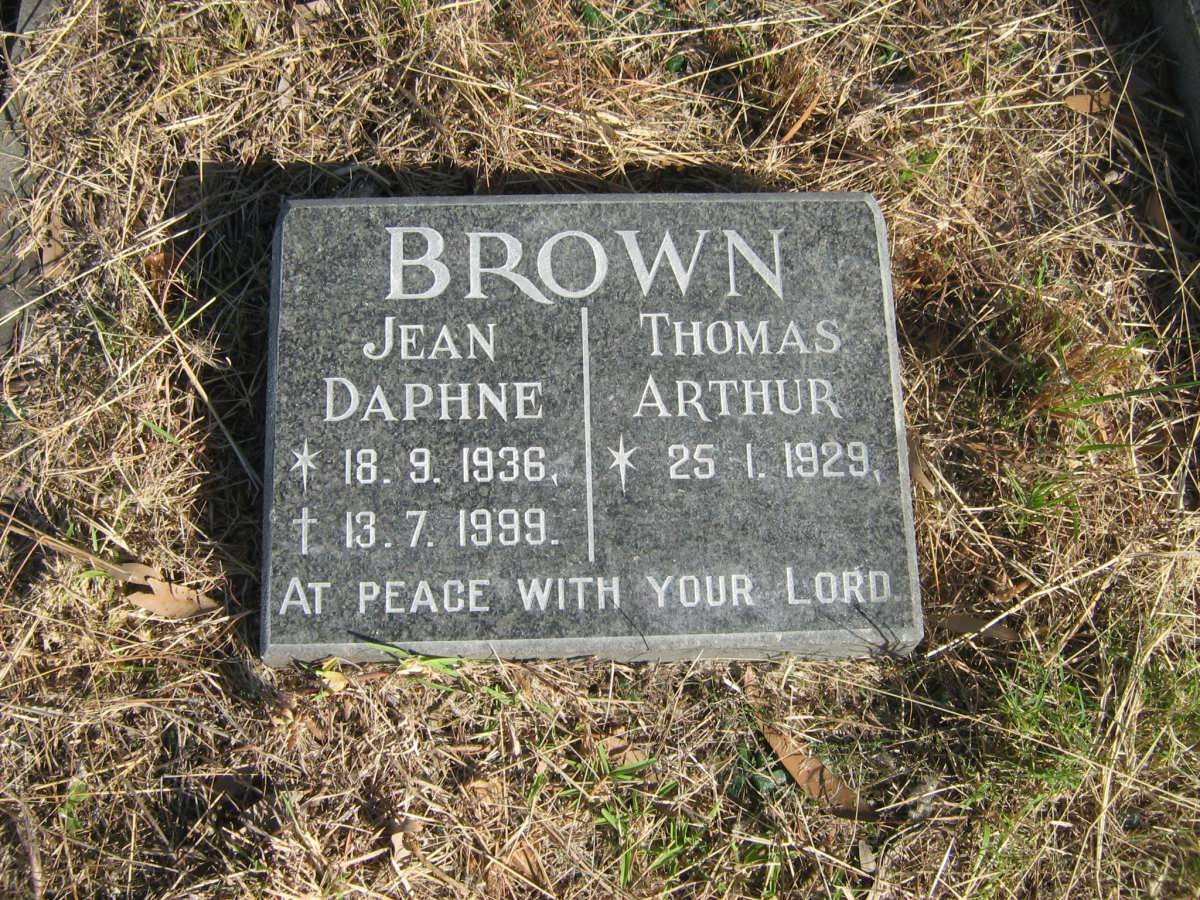 BROWN Thomas Arthur 1929- &amp; Jean Daphne 1936-1999