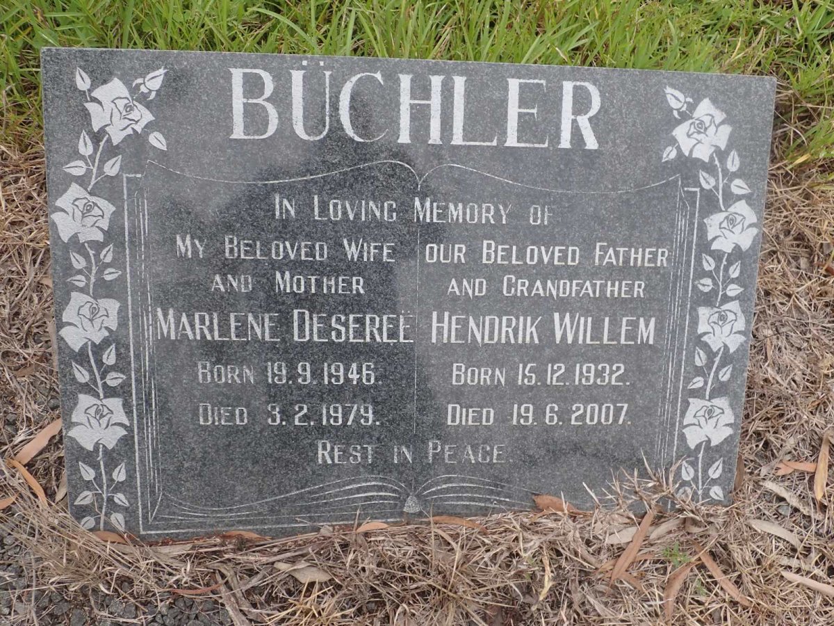 BUCHLER Hendrik Willem 1932-2007 &amp; Marlene Deseree 1946-1979