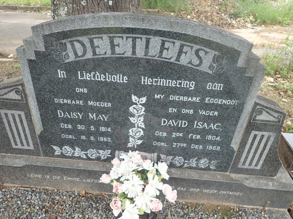 DEETLEFS David Isaac 1904-1958 &amp; Daisy May 1914-1963