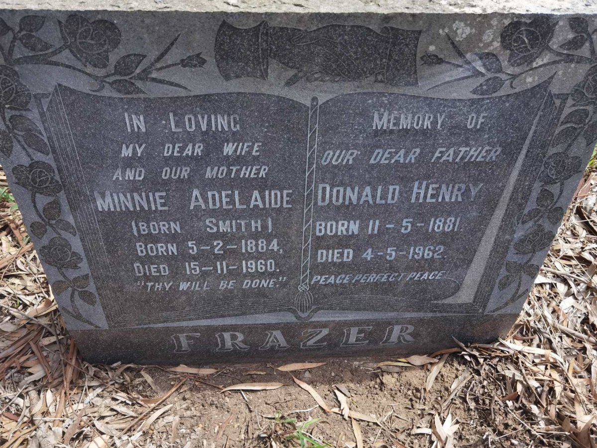 FRAZER Donald Henry 1881-1962 & Minnie Adelaide SMITH 1884-1960