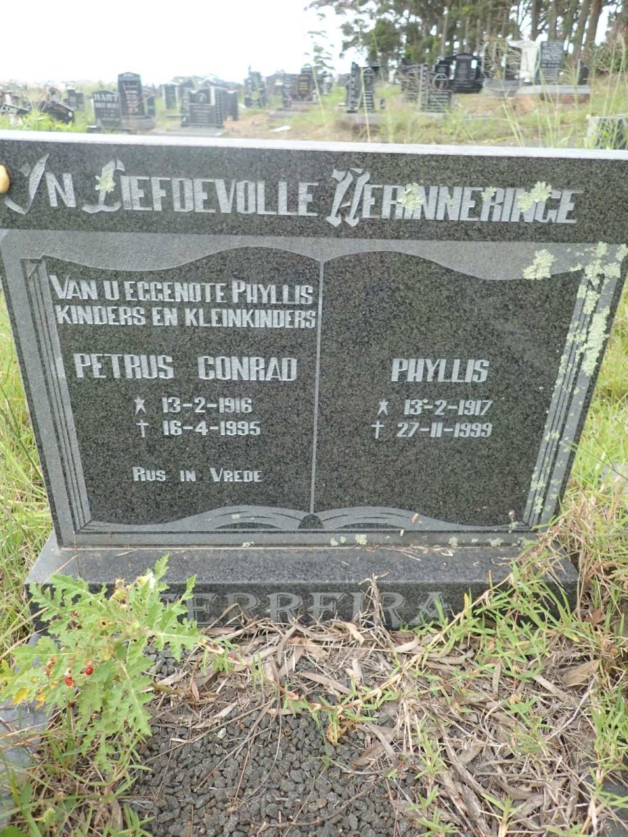 FERREIRA Petrus Conrad 1916-1995 &amp; Phyllis 1917-1999