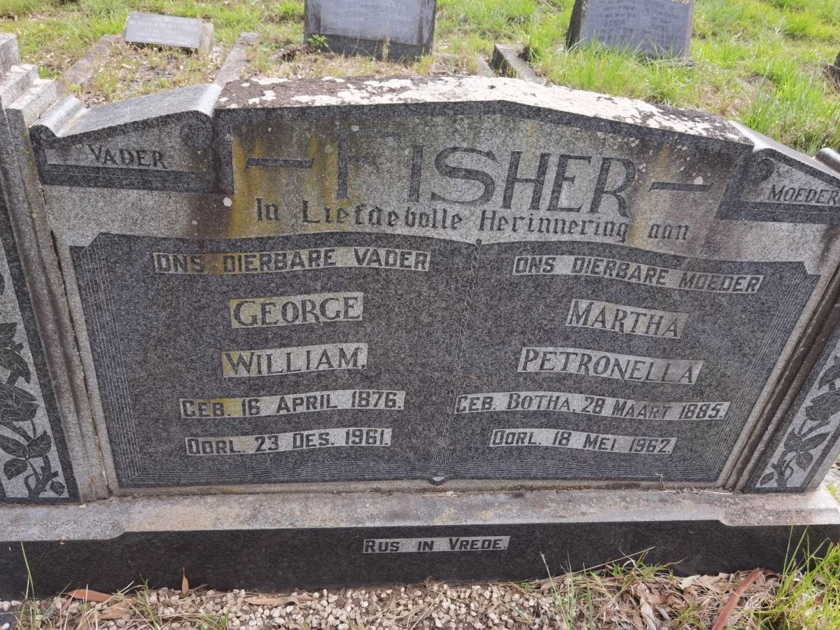FISHER George William 1876-1961 & Martha Petronella BOTHA 1885-1962