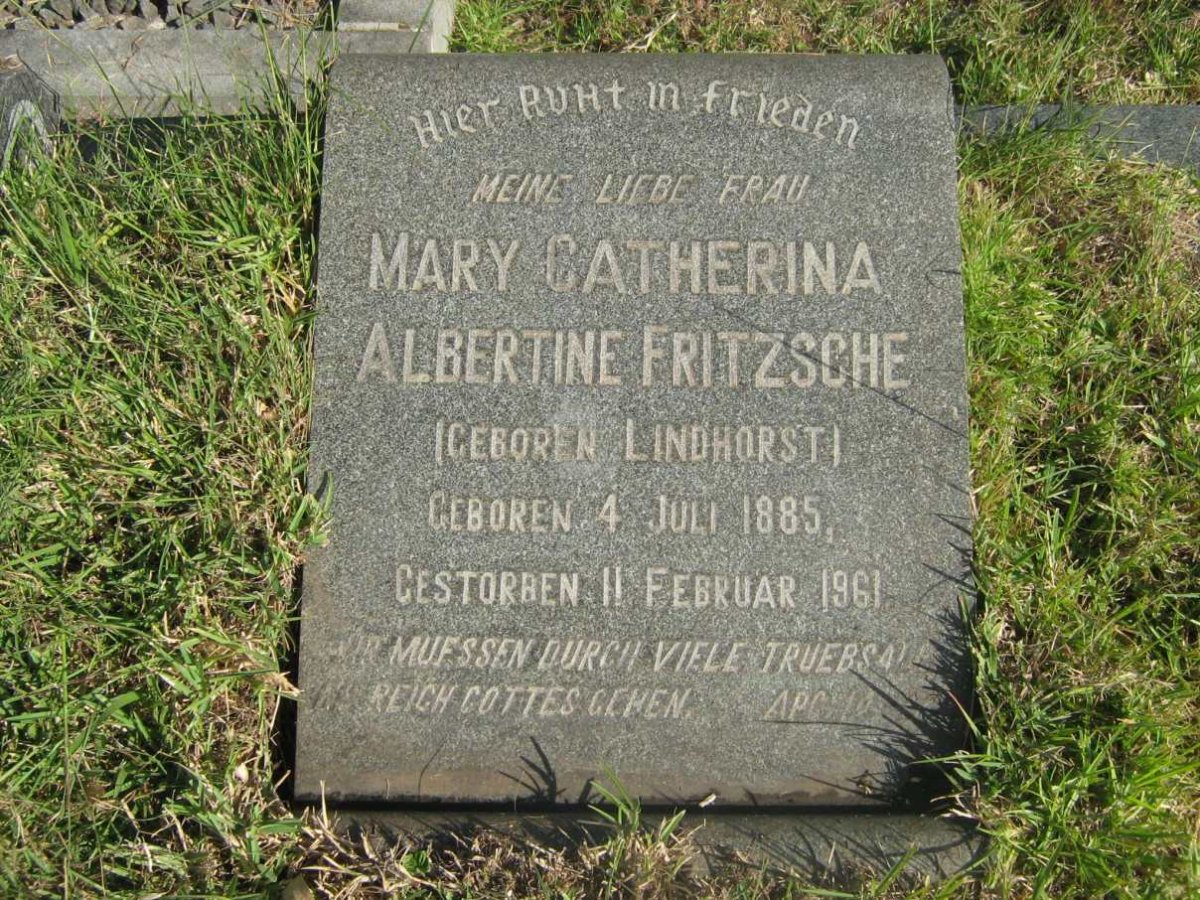 FRITZSCHE Mary Catherina Albertina nee LINDHORST 1885-1961