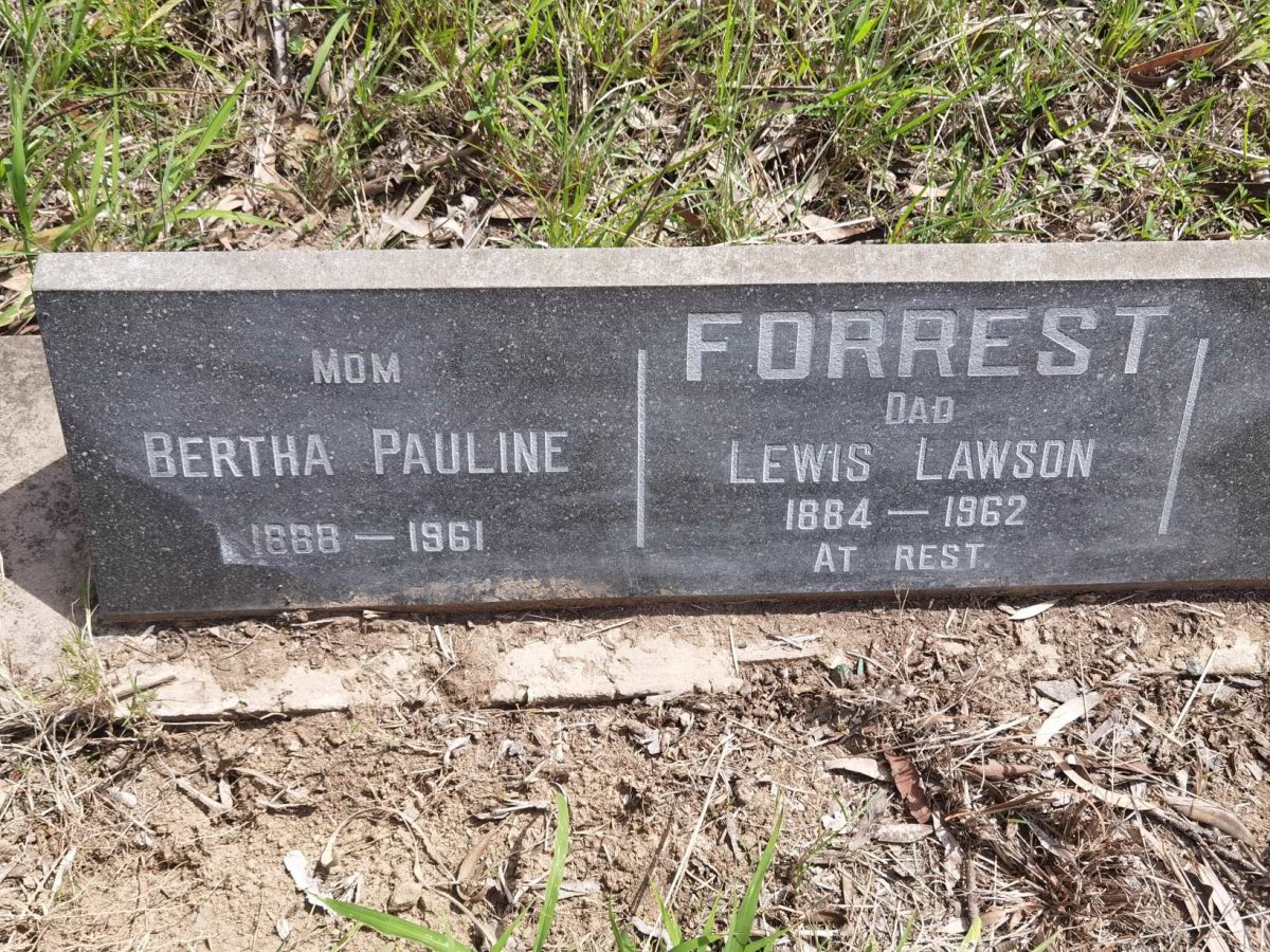 FORREST Lewis Lawson 1884-1962 & Bertha Pauline 1888-1961