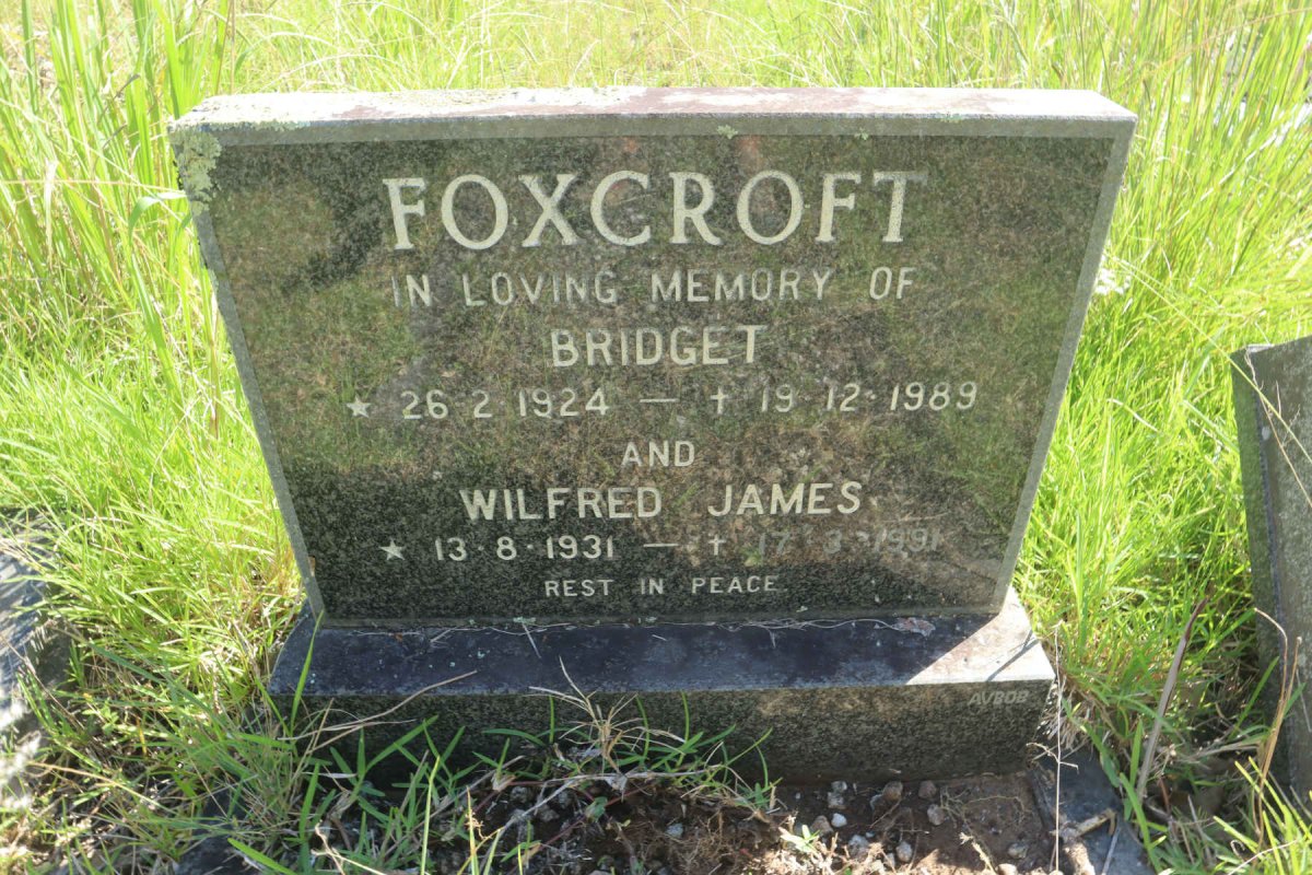 FOXCROFT Wilfred James 1931-1991 &amp; Bridget 1924-1989