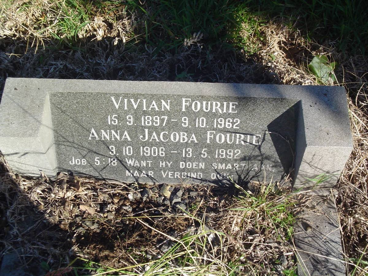 FOURIE Vivian 1897-1962 &amp; Anna Jacoba 1906-1992