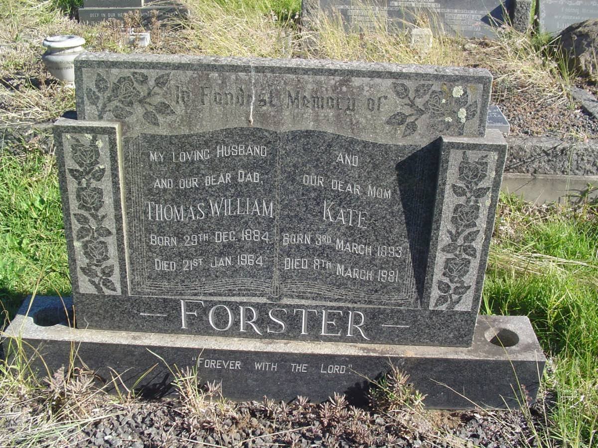 FORSTER Thomas William 1884-1964 &amp; Kate 1893-1981