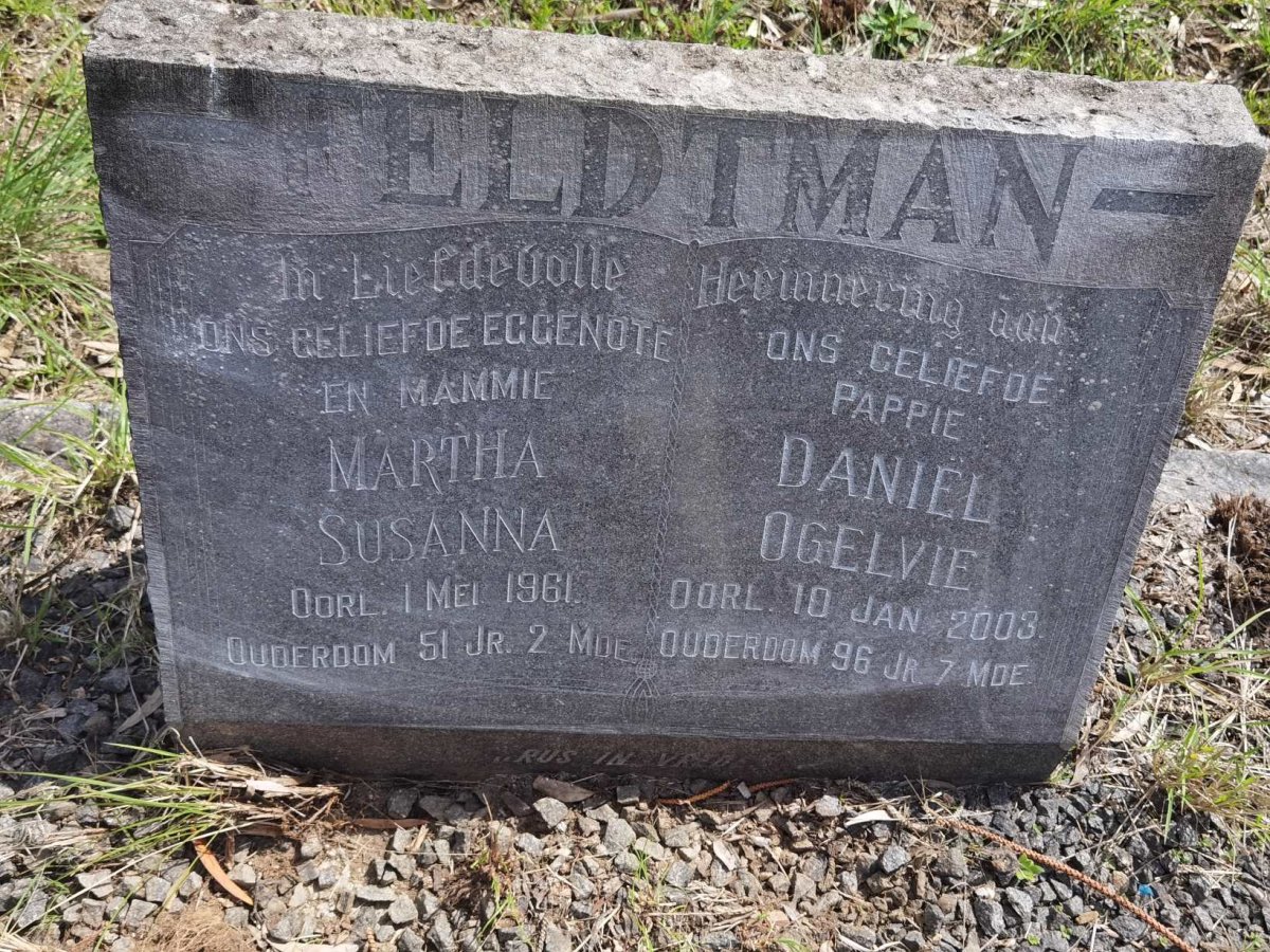 FELDTMAN Daniel Ogelvie  -2003 & Martha Susanna -1961