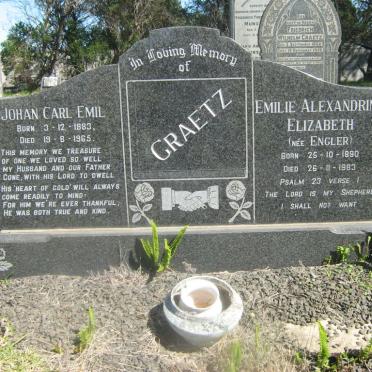 GRAETZ Johan Carl Emil 1883-1965 &amp; Emilie Alexandrina Elizabeth ENGLER 1890-1983