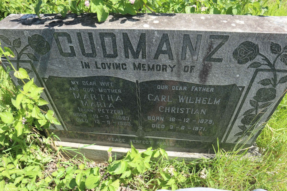 GUDMANZ Carl Wilhelm Christian 1875-1971 &amp; Martha Maria PETZER 1883-1963