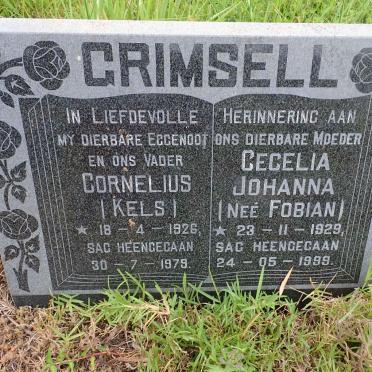 GRIMSELL Cornelius 1926-1979 &amp; Cecelia Johanna FOBIAN 1929-1999