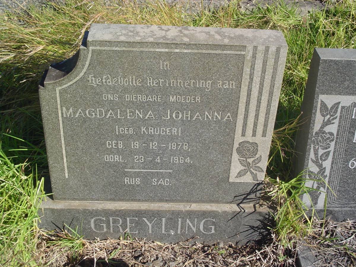 GREYLING Magdalena Johanna nee KRUGER 1878-1964