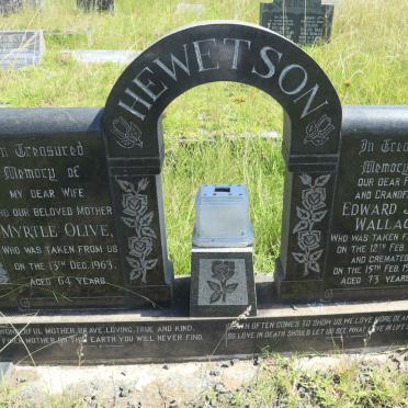 HEWETSON Edward John Wallace -1972 &amp; Myrtle Olive -1963