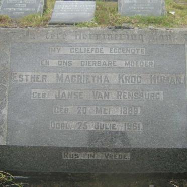 HUMAN Esther Magrietha Krog nee JANSE VAN RENSBURG 1889-1961
