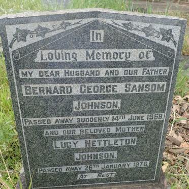 JOHNSON Bernard George Sansom -1959 &amp; Lucy Nettleton -1976