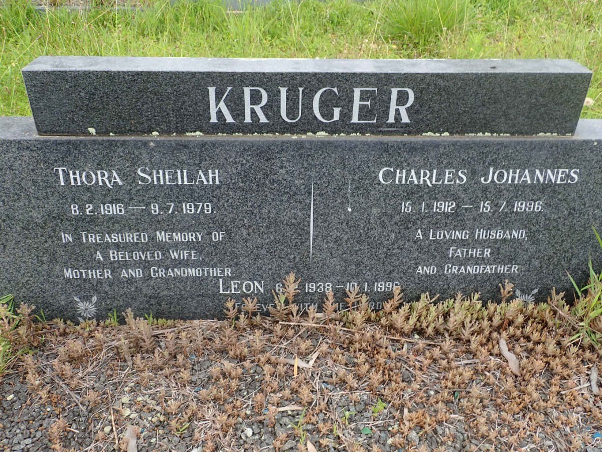KRUGER Charles Johannes 1912-1996 &amp; Thora Sheilah 1916-1979 :: KRUGER Leon 1938-1996