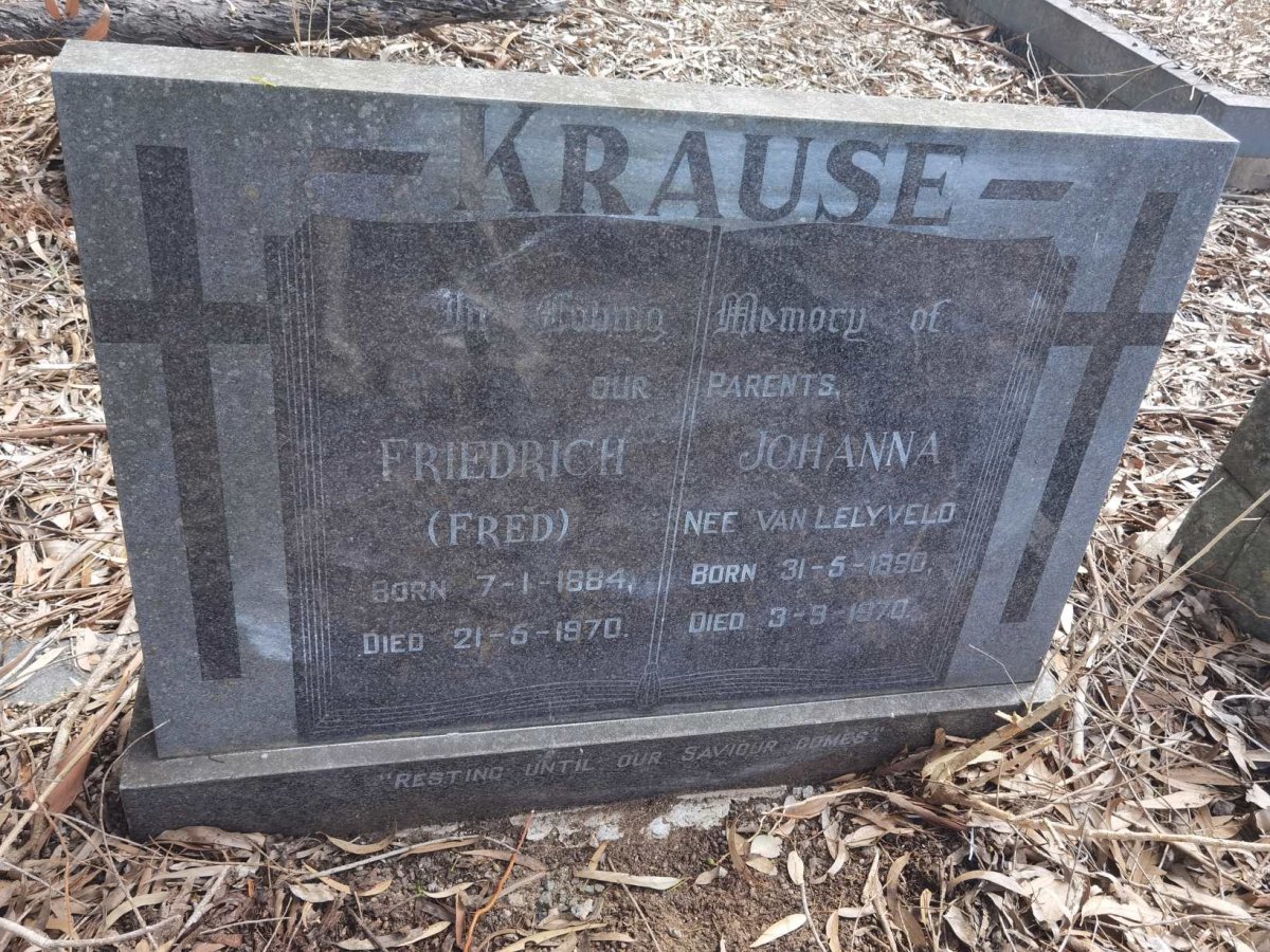 KRAUSE Friedrich 1884-1970 & Johanna VAN LELYVELD 1890-1970