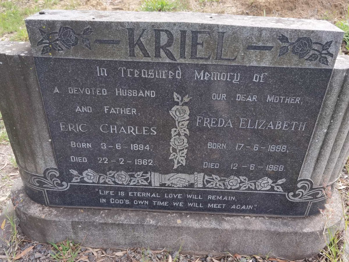 KRIEL Eric Charles 1894-1962 & Freda Elizabeth 1898-1968