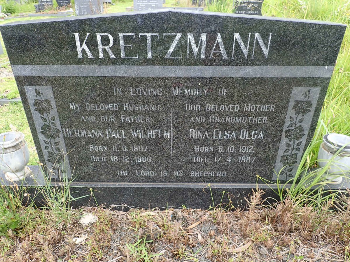 KRETZMANN Hermann Paul Wilhelm 1907-1980 &amp; Dina Elsa Olga 1912-1987