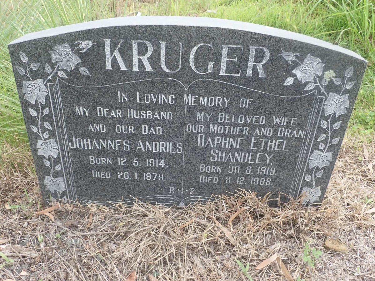 KRUGER Johannes Andries 1914-1979 &amp; Daphne Ethel Shandley 1919-1988