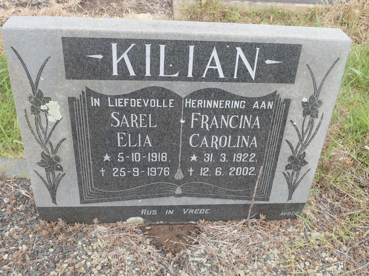 KILIAN Sarel Elia 1918-1976 &amp; Francina Carolina 1922-2002