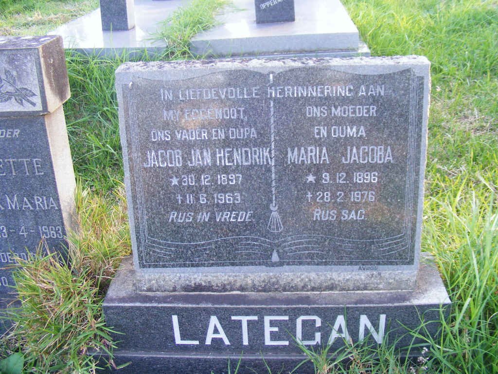 LATEGAN Jacob Jan Hendrik 1897-1963 &amp; Maria Jacoba 1896-1976