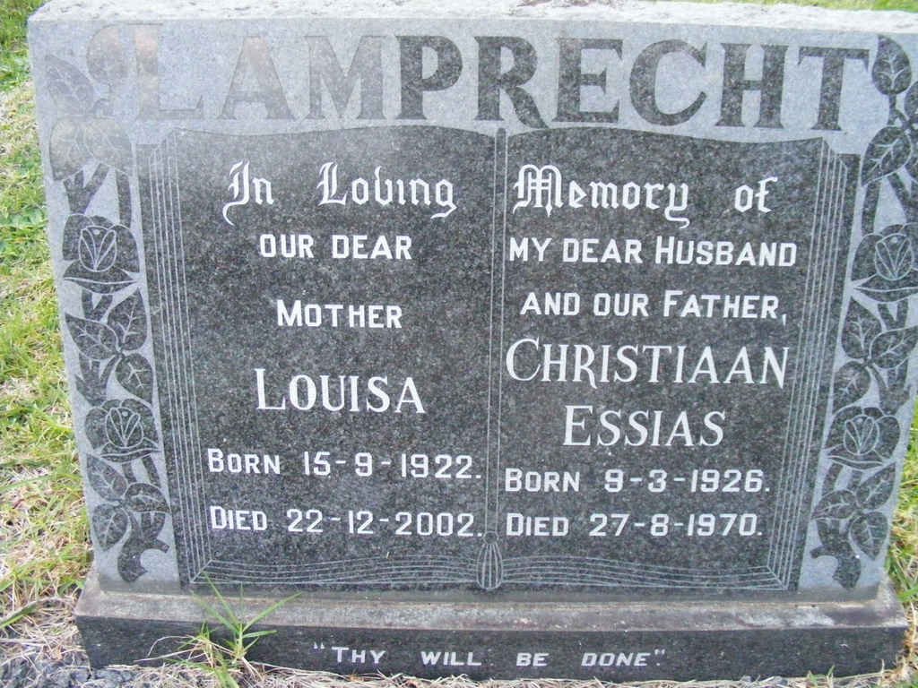 LAMPRECHT Christiaan Essias 1926-1970 &amp; Louisa 1922-2002
