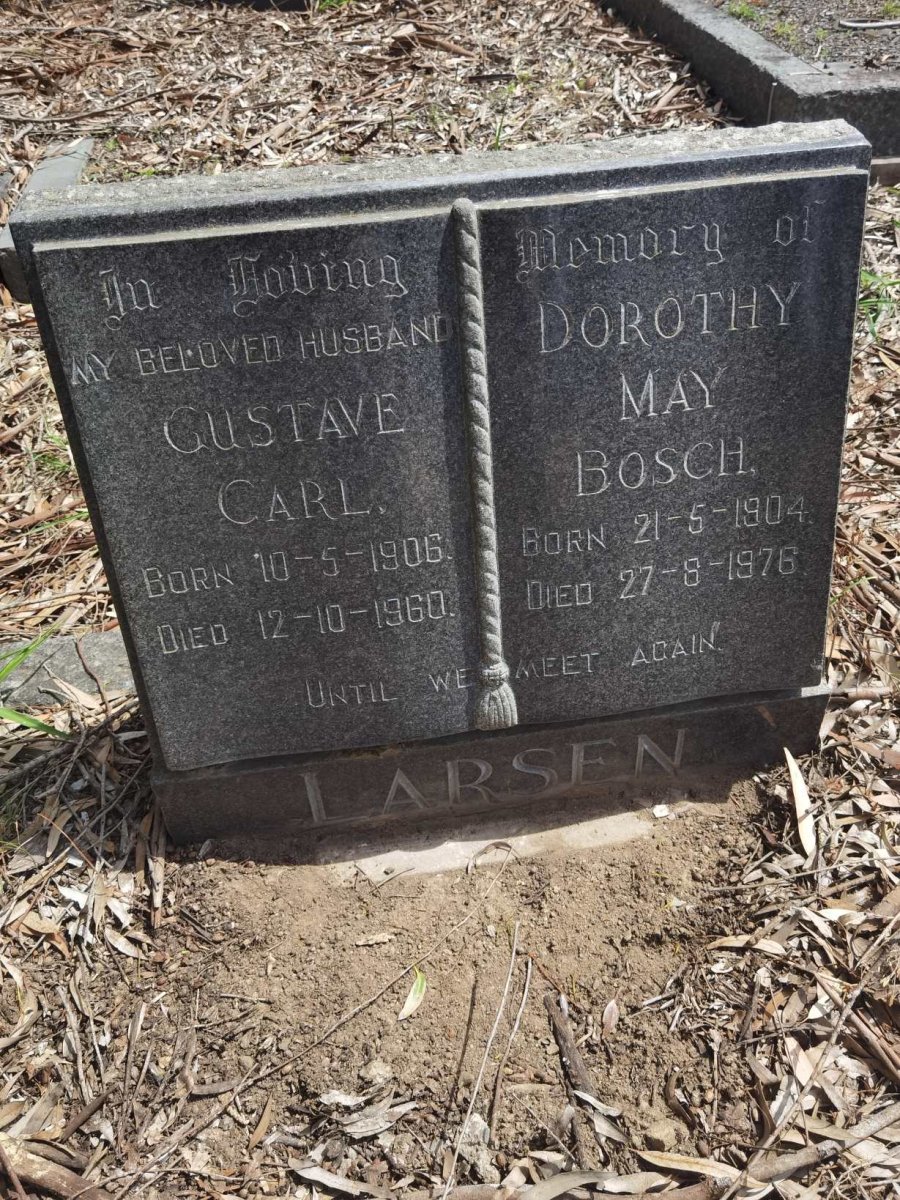 LARSEN Gustave Carl 1906-1960 & Dorothy May Bosch 1904-1976