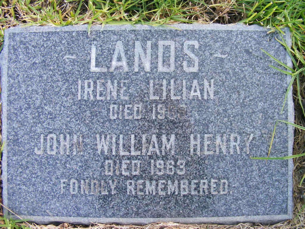 LANDS John William Henry -1963 &amp; Irene Lilian -1969