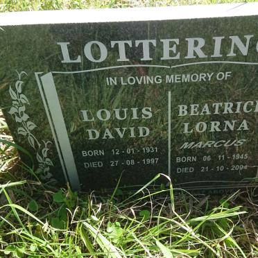 LOTTERING Louis David 1931-1997 &amp; Beatrice Lorna MARCUS 1945-2004