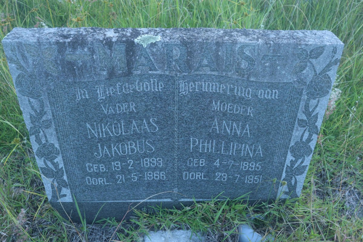MARAIS Nikolaas Jakobus 1899-1966 &amp; Anna Phillipina 1895-1951