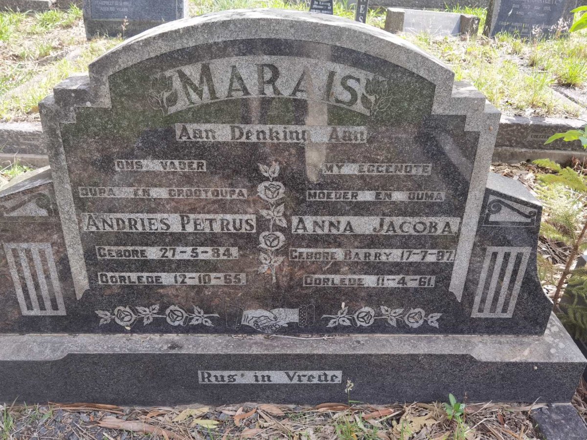 MARAIS Andries Petrus 1884-1965 & Anna Jacoba 1887-1961