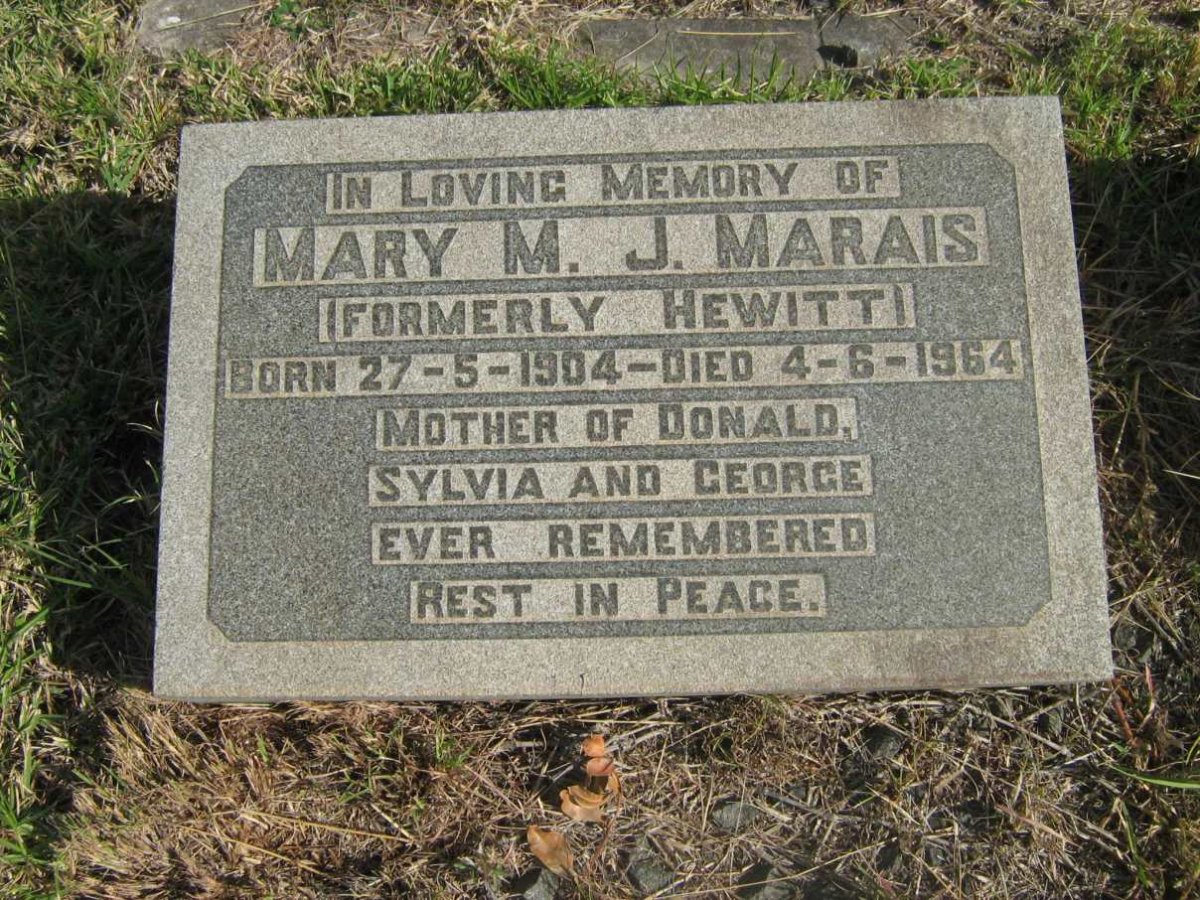 MARAIS Mary M.J. formerly HEWITT 1904-1964
