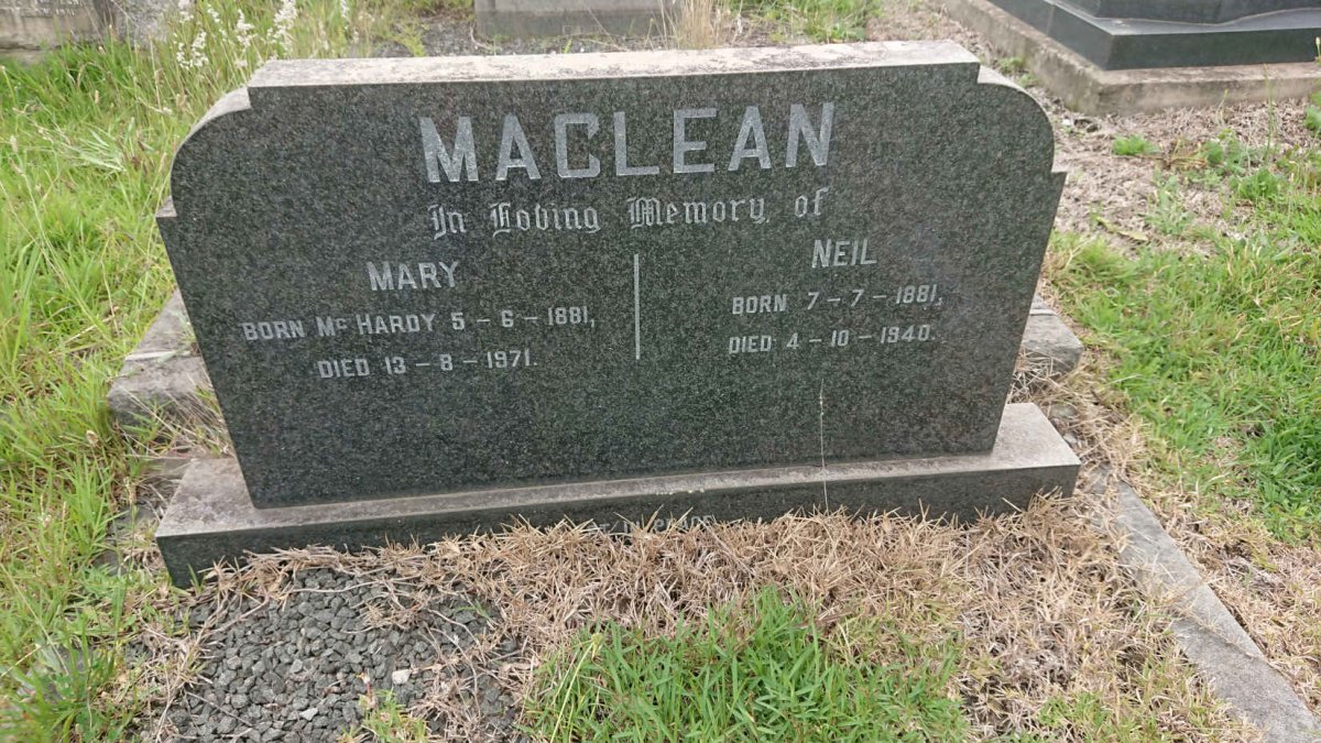 MACLEAN Neil 1881-1940 &amp; Mary MCHARDY 1881-1971