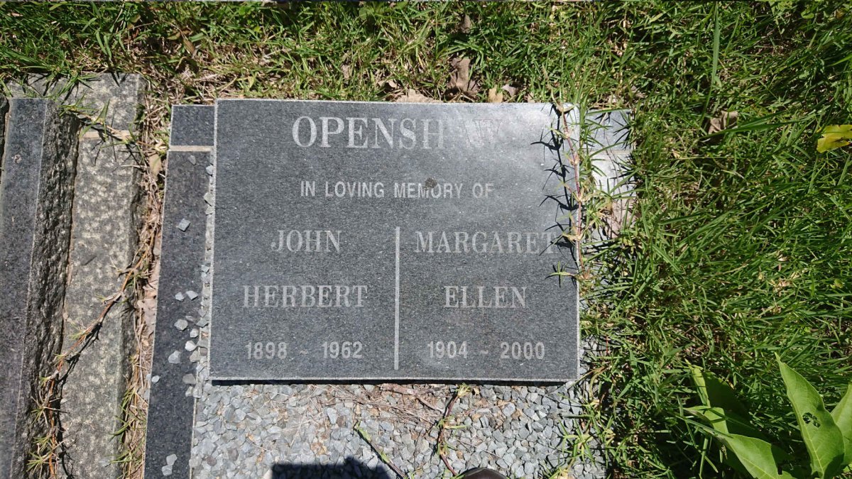 OPENSHAW John Herbert 1898-1962 &amp; Margaret Ellen 1904-2000