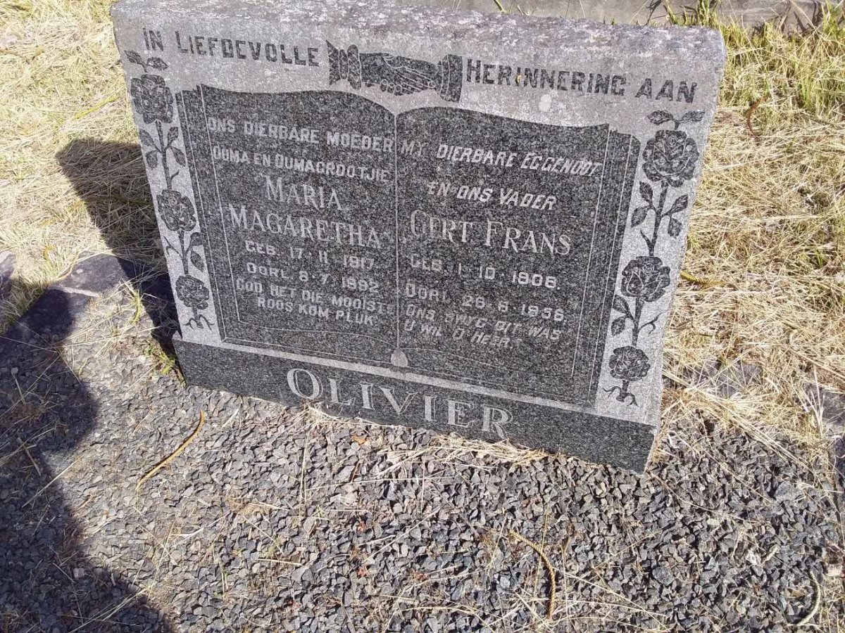 OLIVIER Gert Frans 1908-1956 &amp; Maria Margaretha 1917-1992