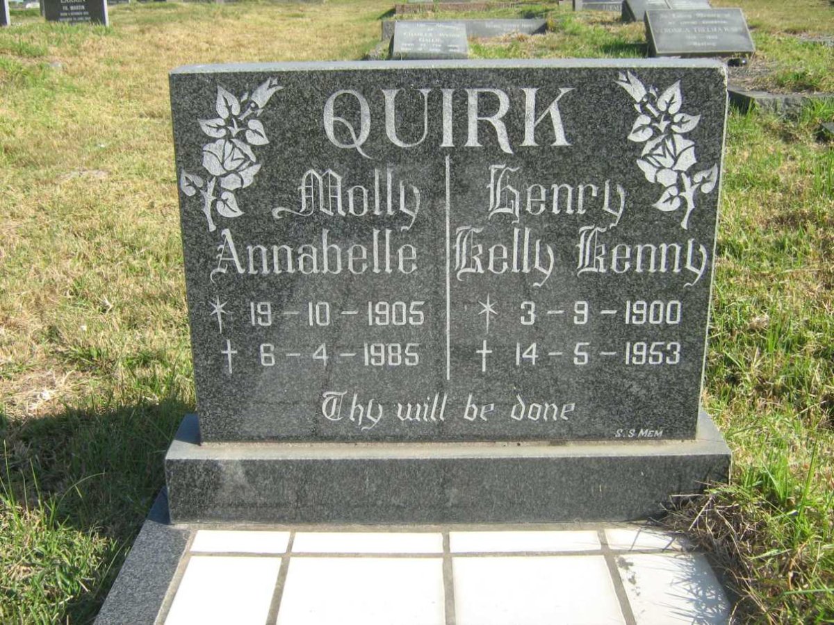 QUIRK Henry Kelly Kenny 1900-1953 &amp; Molly Annabelle 1905-1985