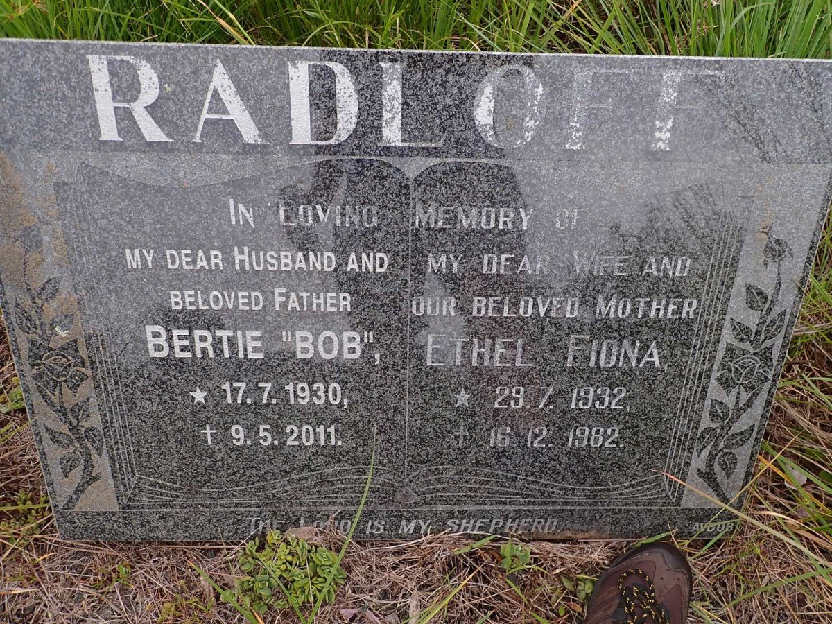 RADLOFF Bertie 1930-2011 &amp; Ethel Fiona 1932-1982