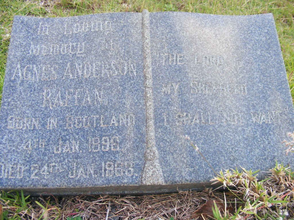 RAFFAN Agnes Anderson 1896-1968
