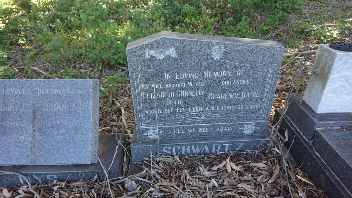 SCHWARTZ Clarence Basil 1919-1995 &amp; Elizabeth Cornelia 1922-1984