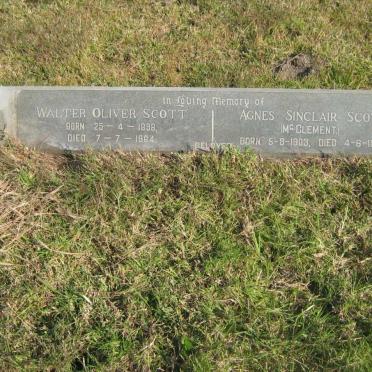 SCOTT Walter Oliver 1898-1964 &amp; Agnes Sinclair McCLEMENT 1903-1973